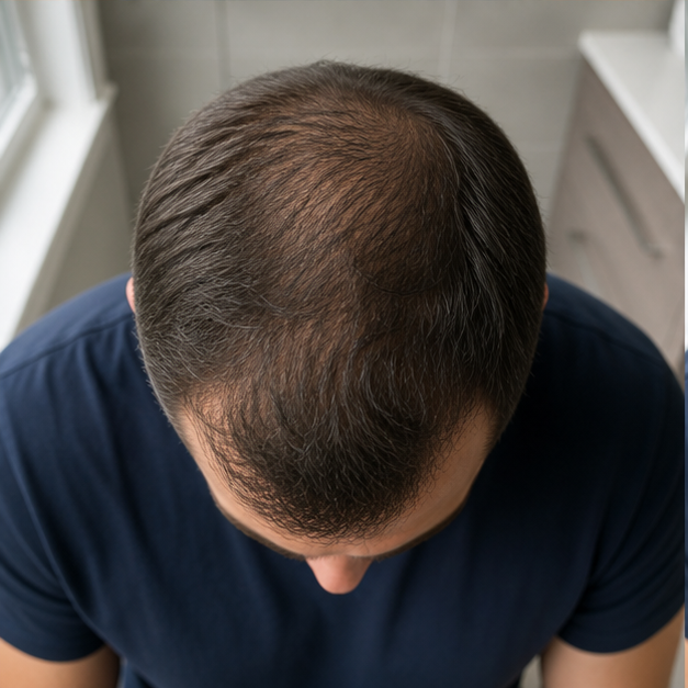 Generated men's crown-density checkpoint at Month 6