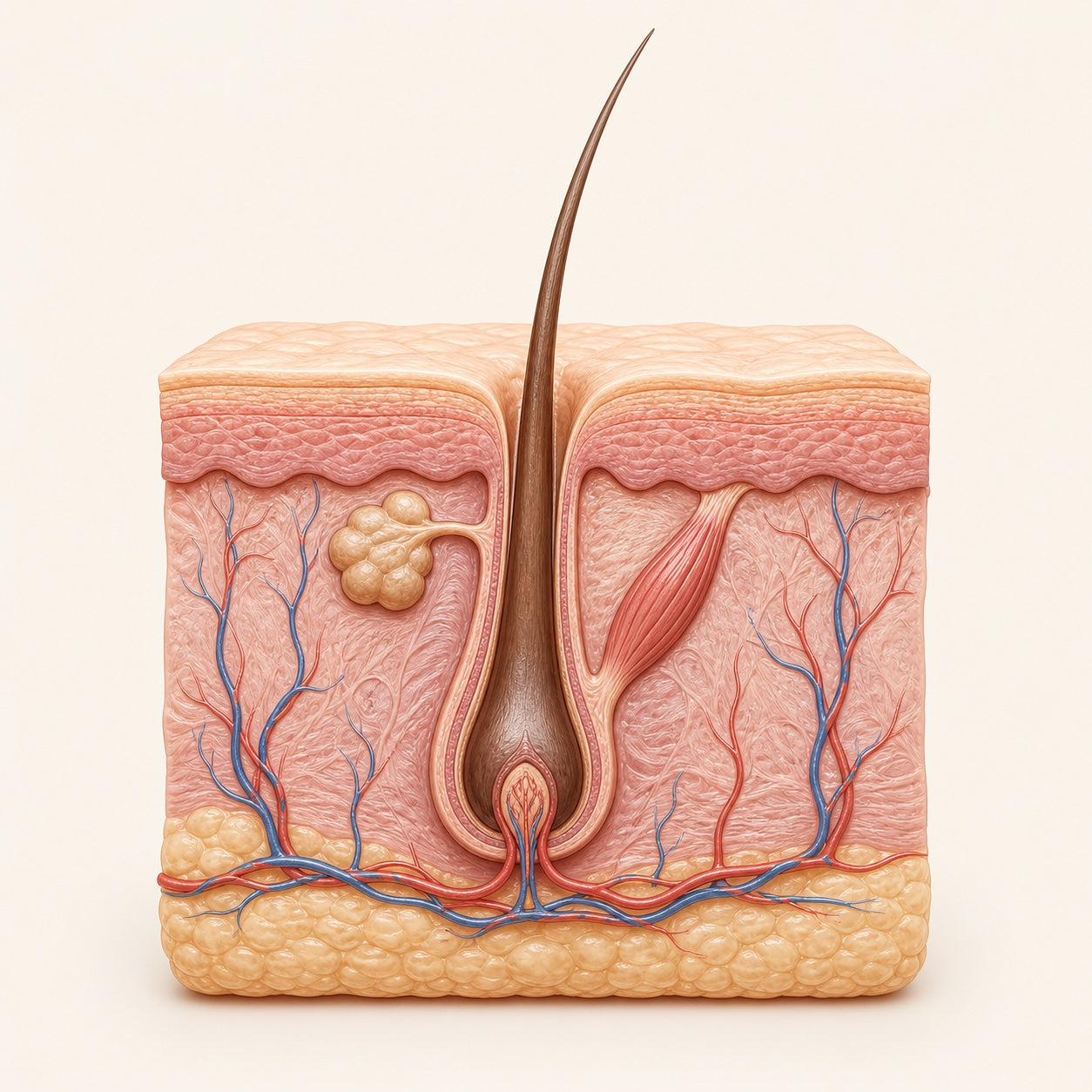 Illustration of a hair follicle in the active anagen growth phase
