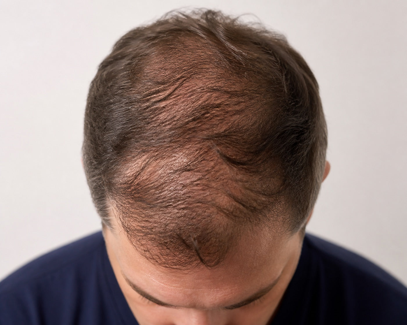 Diffuse thinning across the top of the scalp